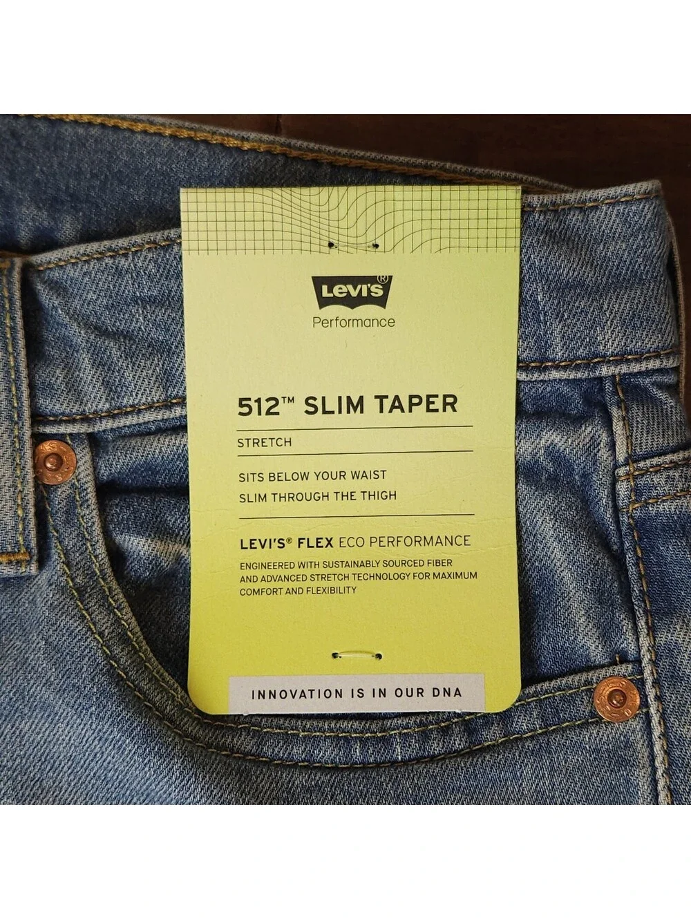 NWT LEVI’S Performance 512 Slim Taper Stretch Jeans Men Size W32 L30